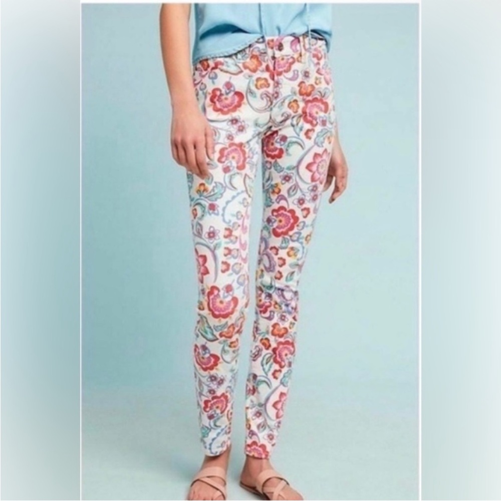 Anthropologie Pilcro & Letterpress Floral Skinny Jeans size 25 Paisley Boho